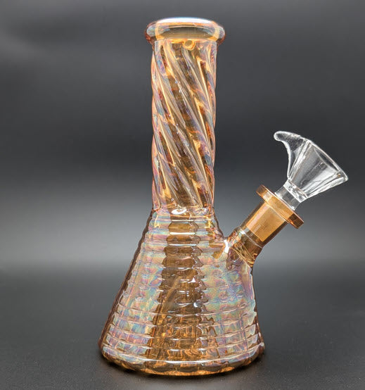 6" Glass Water Pipe Bong Iridescent Orange