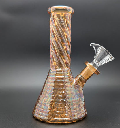 6" Glass Water Pipe Bong Iridescent Orange