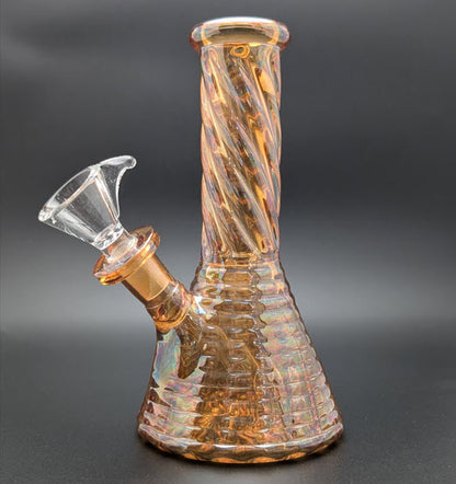 6" Glass Water Pipe Bong Iridescent Orange