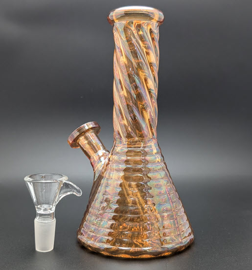 6" Glass Water Pipe Bong Iridescent Orange