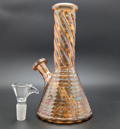6" Glass Water Pipe Bong Iridescent Orange