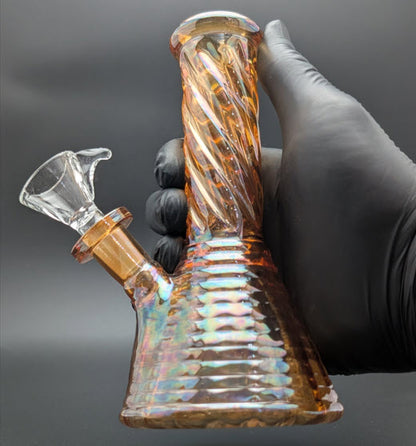 6" Glass Water Pipe Bong Iridescent Orange