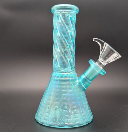 6" Glass Water Pipe Bong Iridescent Blue