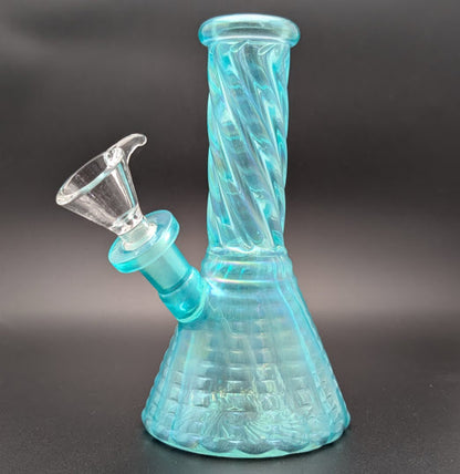 6" Glass Water Pipe Bong Iridescent Blue