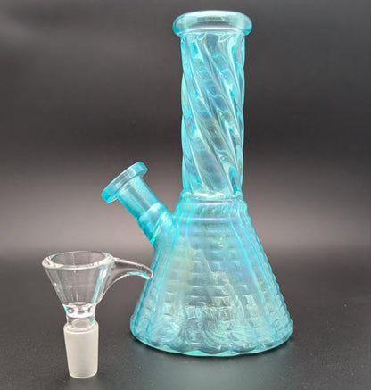 6" Glass Water Pipe Bong Iridescent Blue