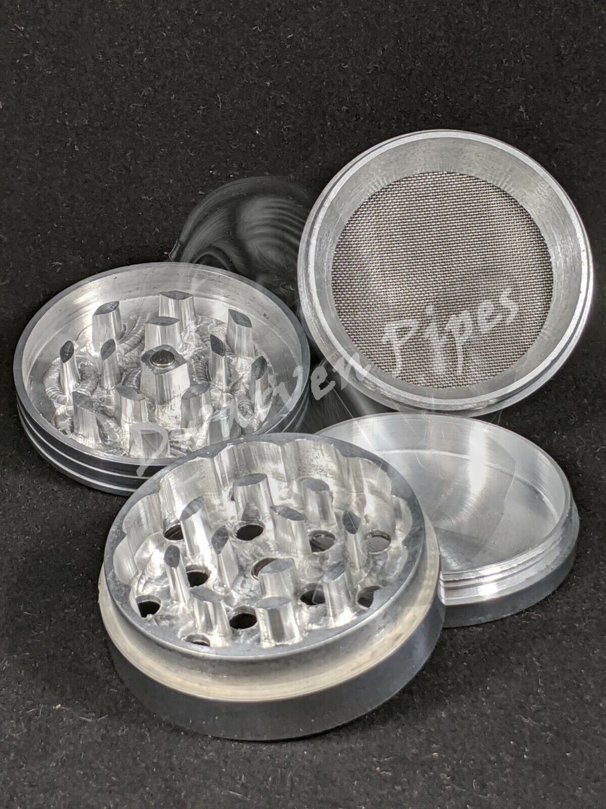 56MM Metal Grinder 4 Piece Set Heart Iridescent Yellow