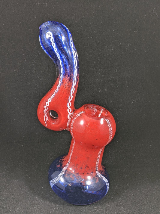 6.5" Glass Bubbler Blue/Red
