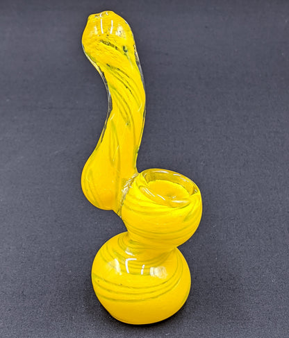 5.5" Glass Bubbler Yellow Swirl