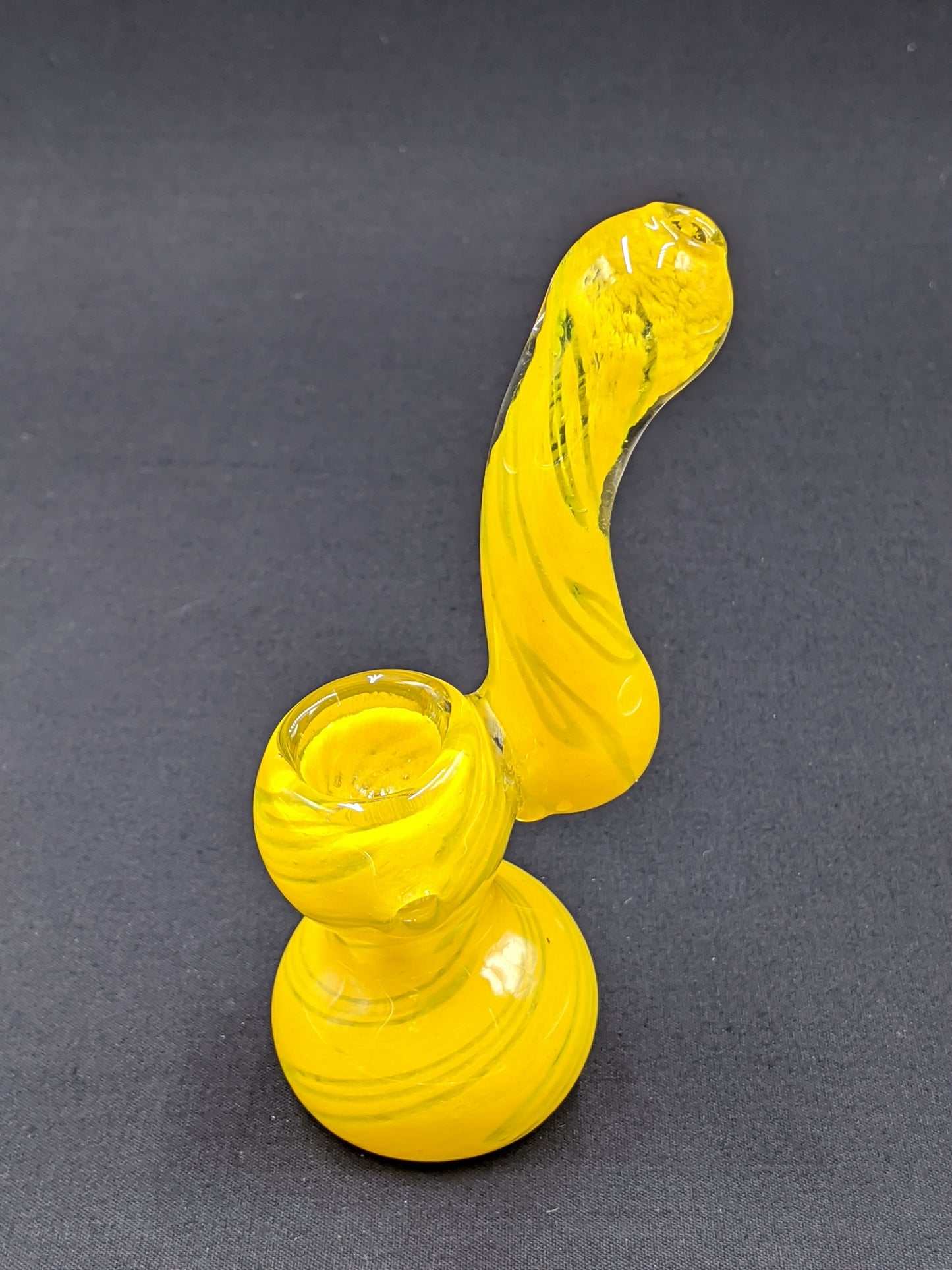 5.5" Glass Bubbler Yellow Swirl
