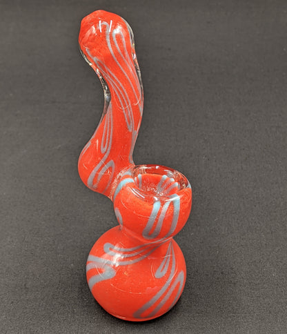 5.5" Glass Bubbler Red Swirl