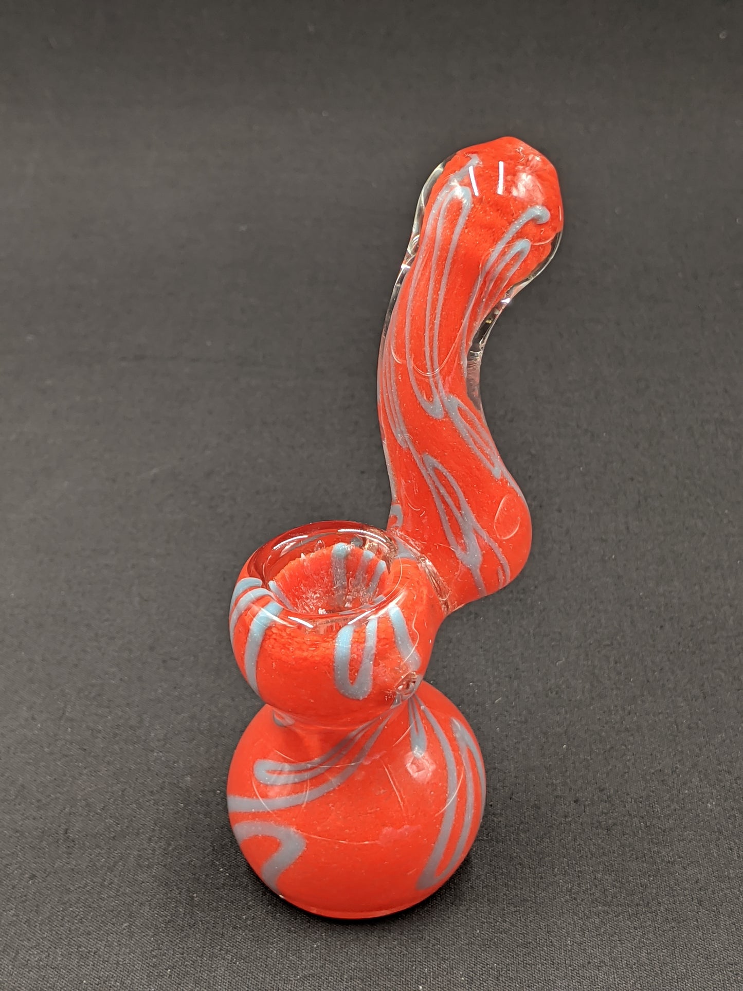 5.5" Glass Bubbler Red Swirl