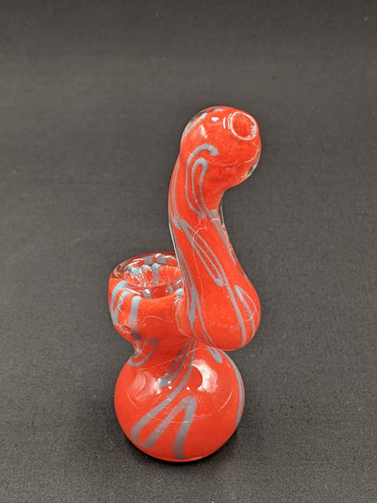 5.5" Glass Bubbler Red Swirl