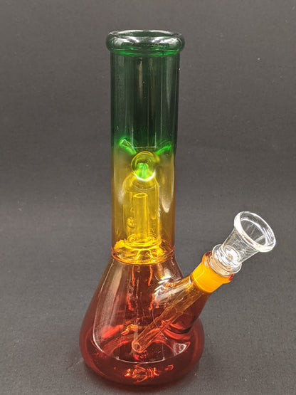 8" Glass Water Pipe Bong Rasta + 5 FREE Screens