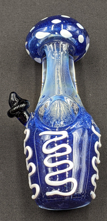 5" Glass Spoon Mushroom Style Blue 01