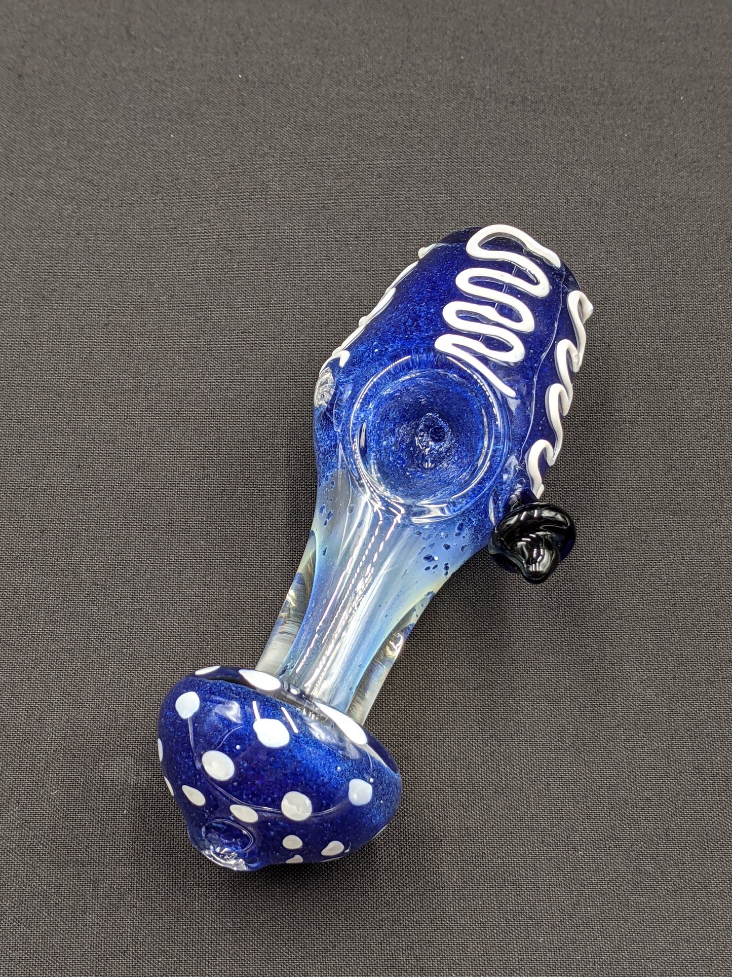 5" Glass Spoon Mushroom Style Blue 01