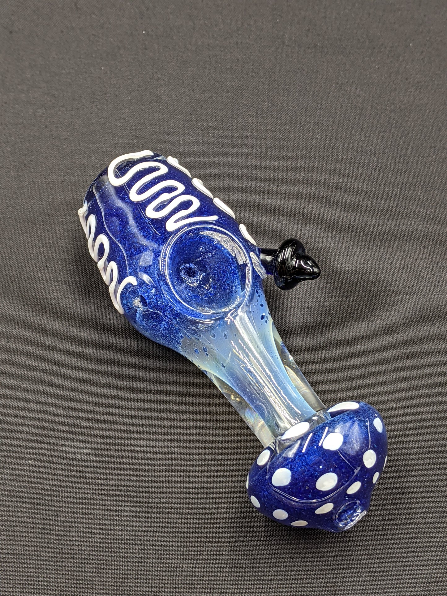 5" Glass Spoon Mushroom Style Blue 01