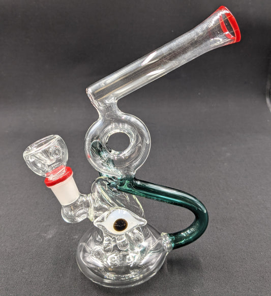 7" Glass Water Pipe Bong Tubes with Eye Green 02