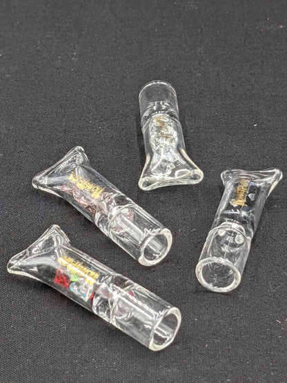 2 Pack: Glass Filter Tips with Diamond Style Pieces for Smoking  - Pinched Lip