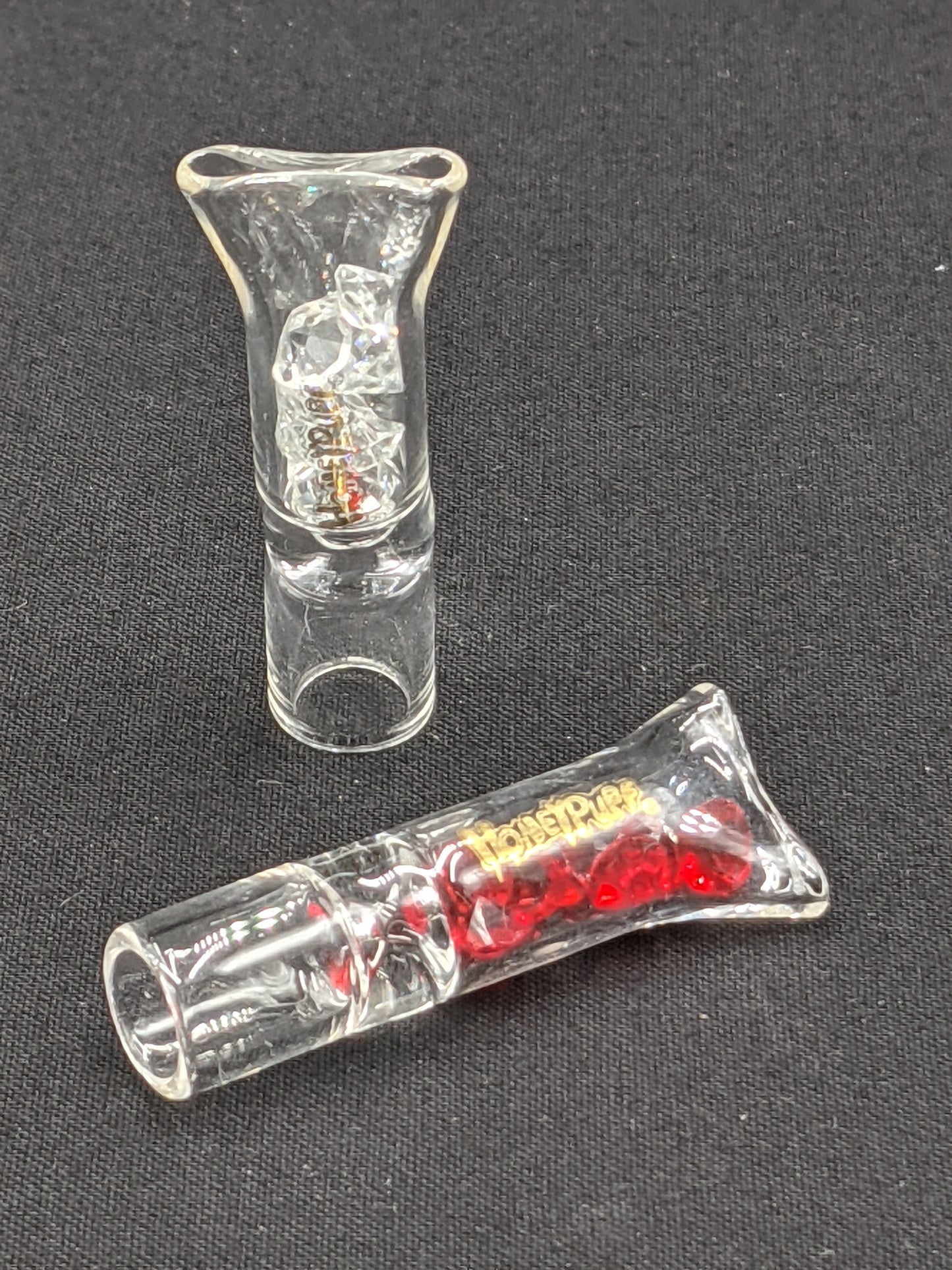 2 Pack: Glass Filter Tips with Diamond Style Pieces for Smoking  - Pinched Lip