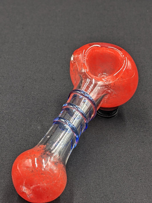 4" Glass Spoon Spiral RE/BL