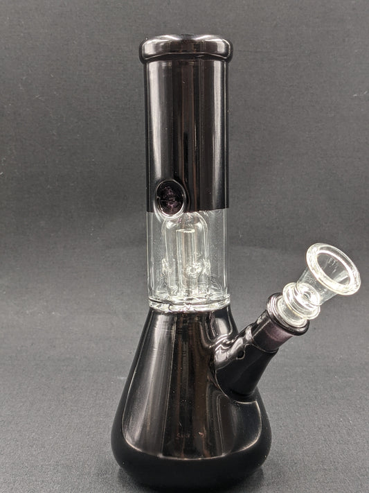 8" Glass Water Pipe Bong Black + 5 FREE Screens