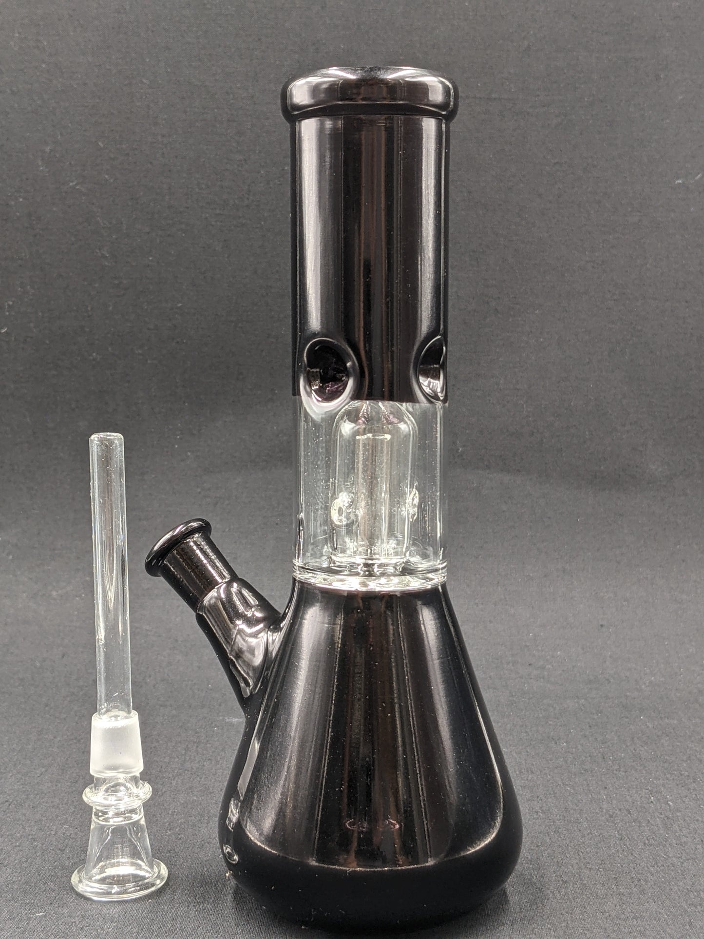 8" Glass Water Pipe Bong Black + 5 FREE Screens