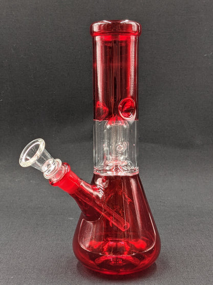8" Glass Water Pipe Bong Ruby Red + 5 FREE Screens