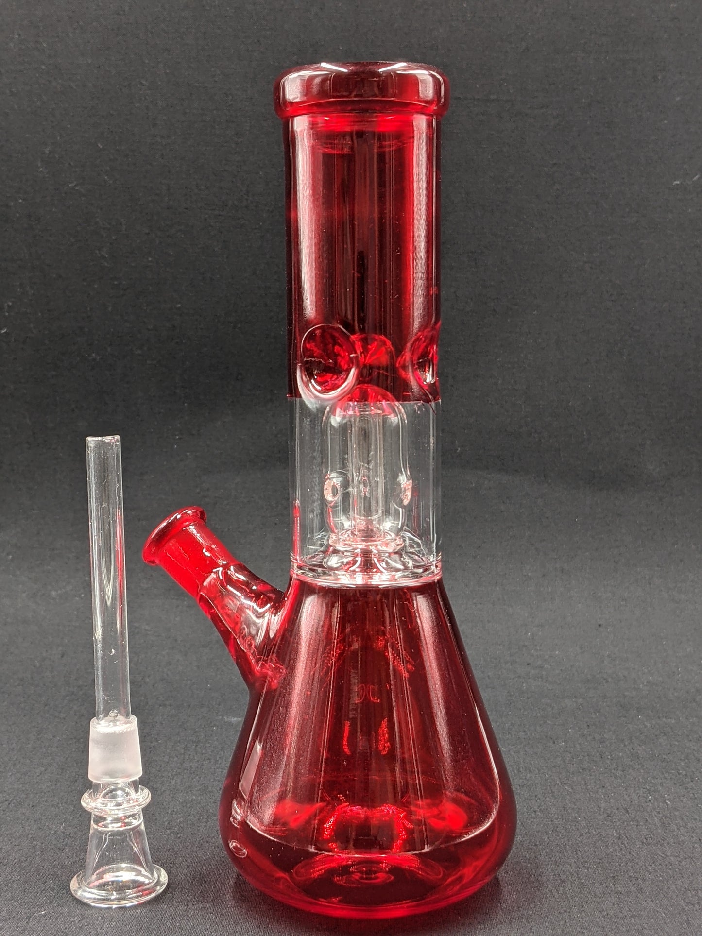 8" Glass Water Pipe Bong Ruby Red + 5 FREE Screens