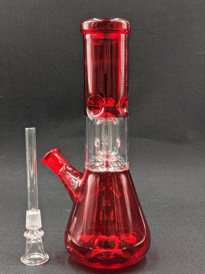 8" Glass Water Pipe Bong Ruby Red + 5 FREE Screens