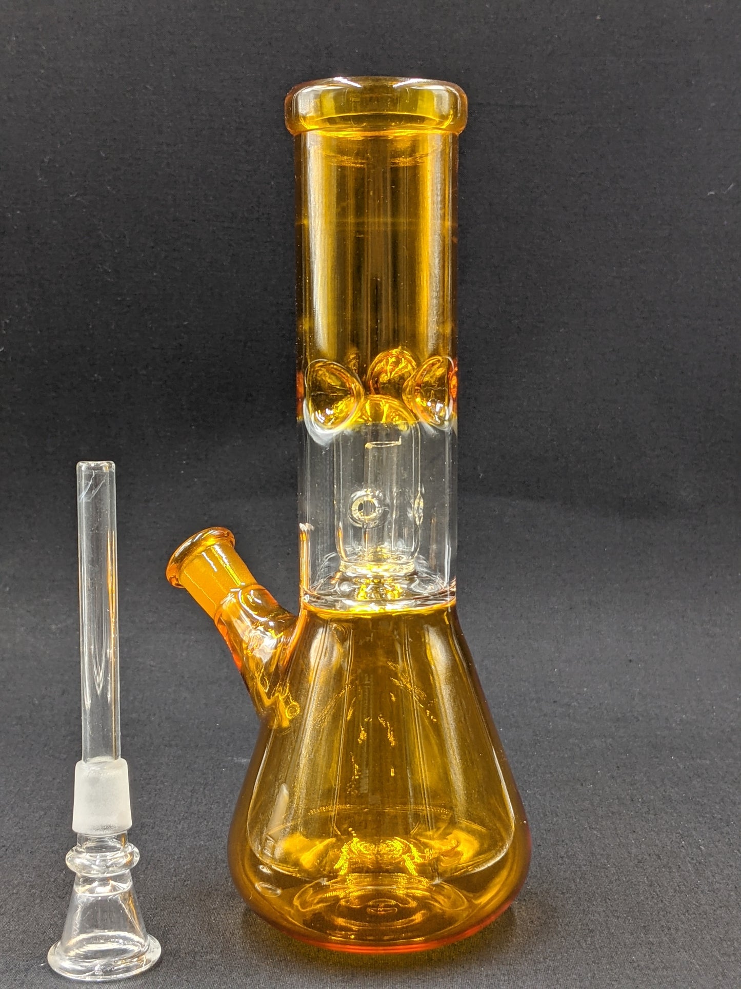 8" Glass Water Pipe Bong Gold + 5 FREE Screens