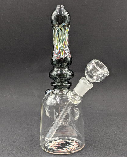8" Glass Water Pipe Bong Black Painted Swirls