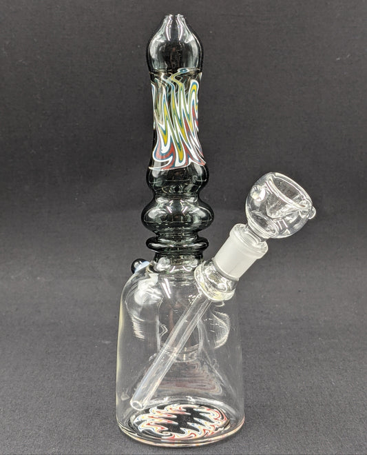 8" Glass Water Pipe Bong Black Painted Swirls