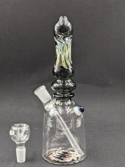 8" Glass Water Pipe Bong Black Painted Swirls