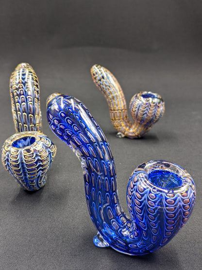 3.5" Glass Sherlock Blue/Gold Mix