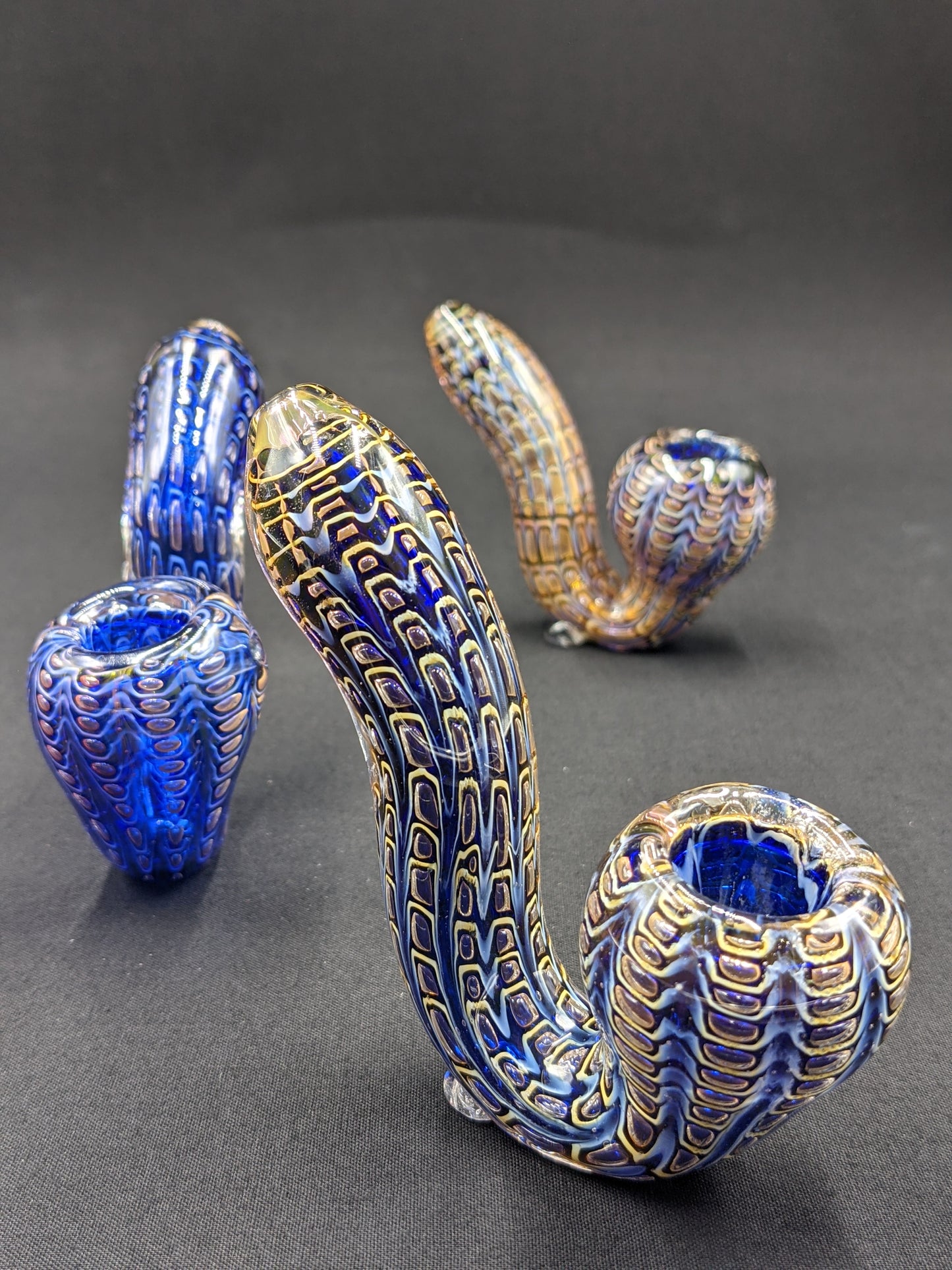 3.5" Glass Sherlock Blue/Gold Mix
