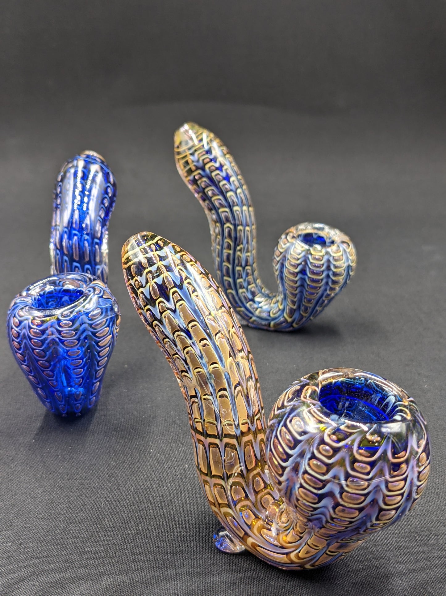 3.5" Glass Sherlock Blue/Gold Mix
