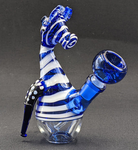 5.5" Glass Water Pipe Bong Zebra Blue