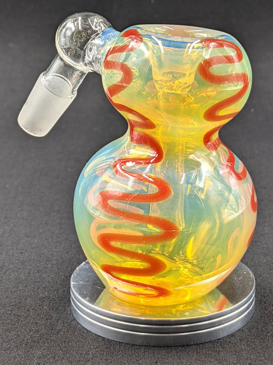 14mm Glass Fumed Ash Catcher Red Stripes