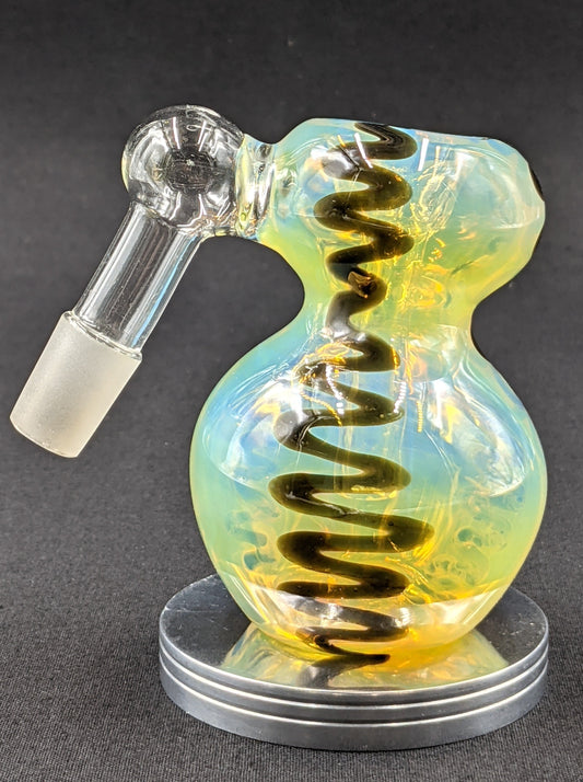 14mm Glass Fumed Ash Catcher Black Stripes