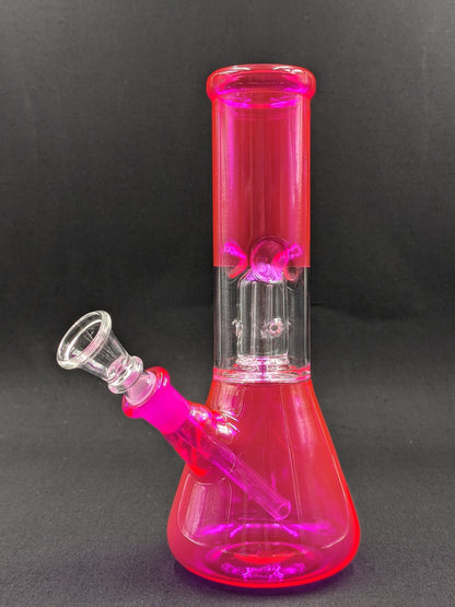8" Glass Water Pipe Bong Pink + 5 FREE Screens