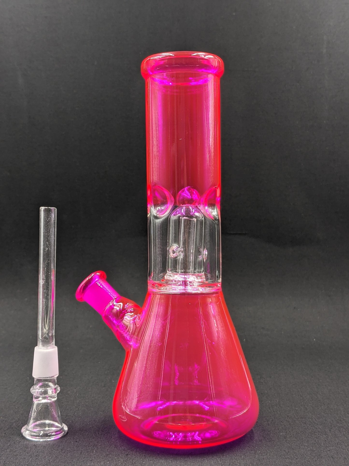8" Glass Water Pipe Bong Pink + 5 FREE Screens