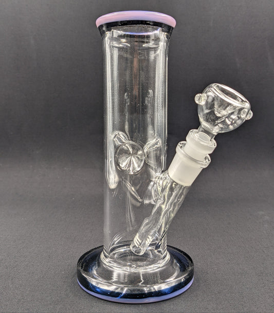 8" Glass Water Pipe Bong Thick Cylinder w/ 6 Cut Downstem  PK