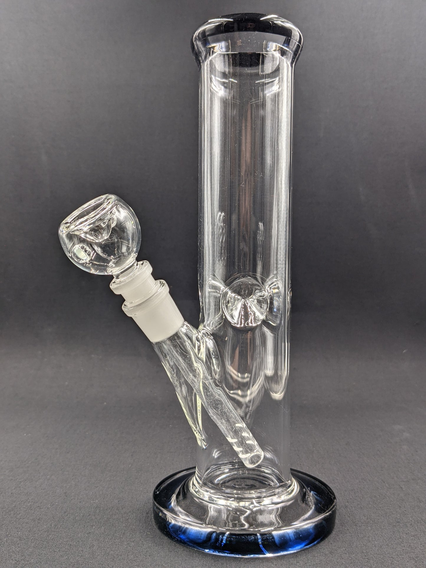 10" Glass Water Pipe Bong Thick Cylinder w/ 6 Cut Downstem  BK