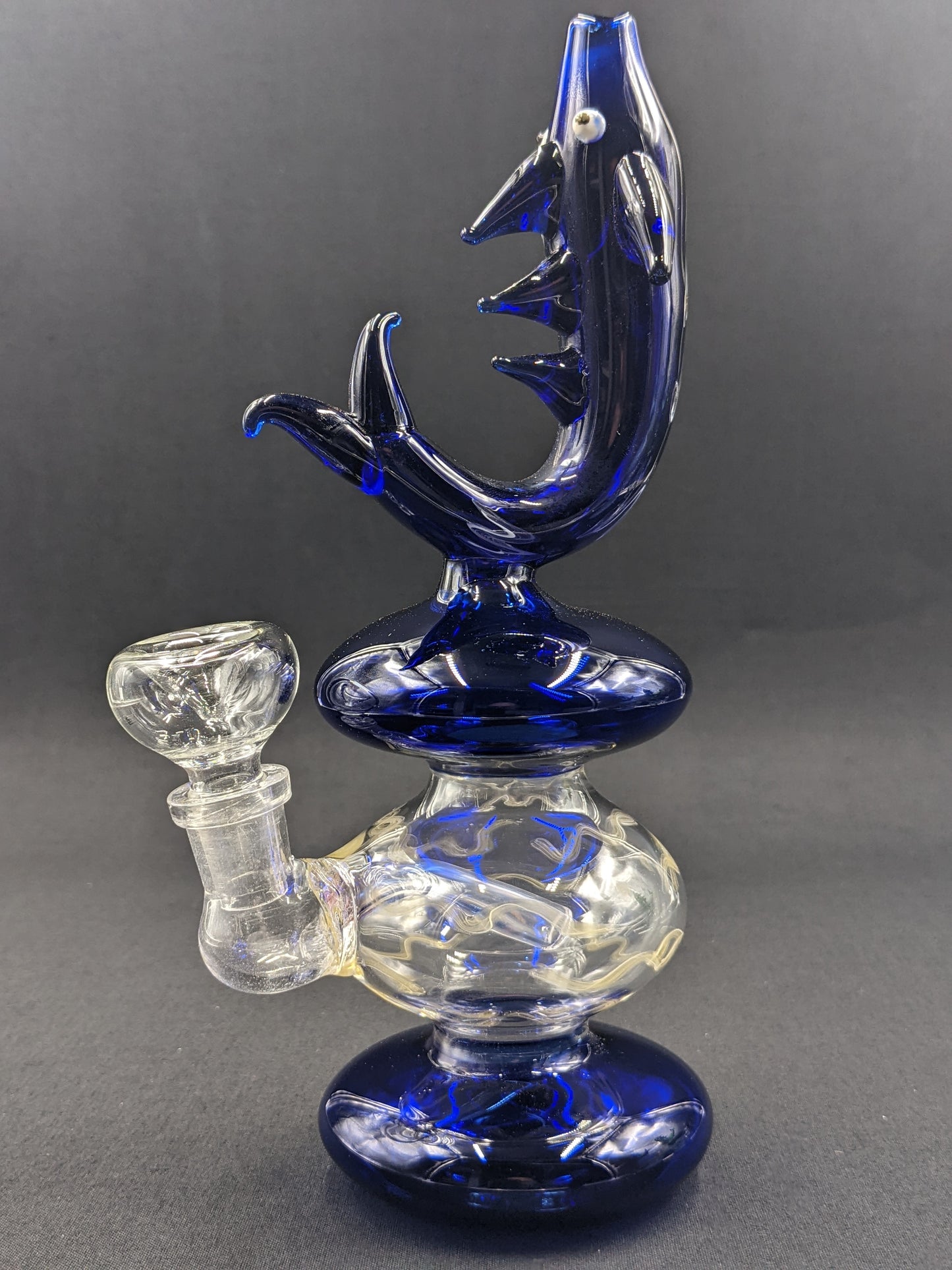 8" Glass Water Pipe Bong Fish Blue