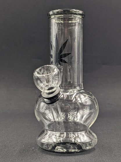 5" Glass Water Pipe Bong Leaf Black
