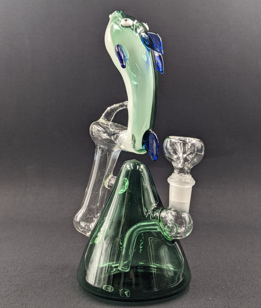8.5" Glass Water Pipe Bong Fish02 Green