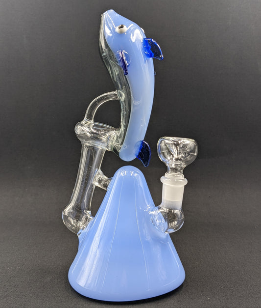 8.5" Glass Water Pipe Bong Fish02 Blue