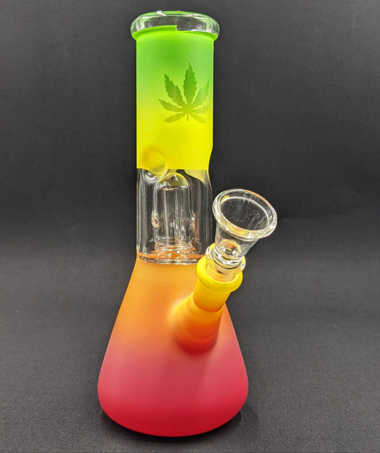 8" Glass Water Pipe Bong Leaf GR Top + 5 FREE Screens