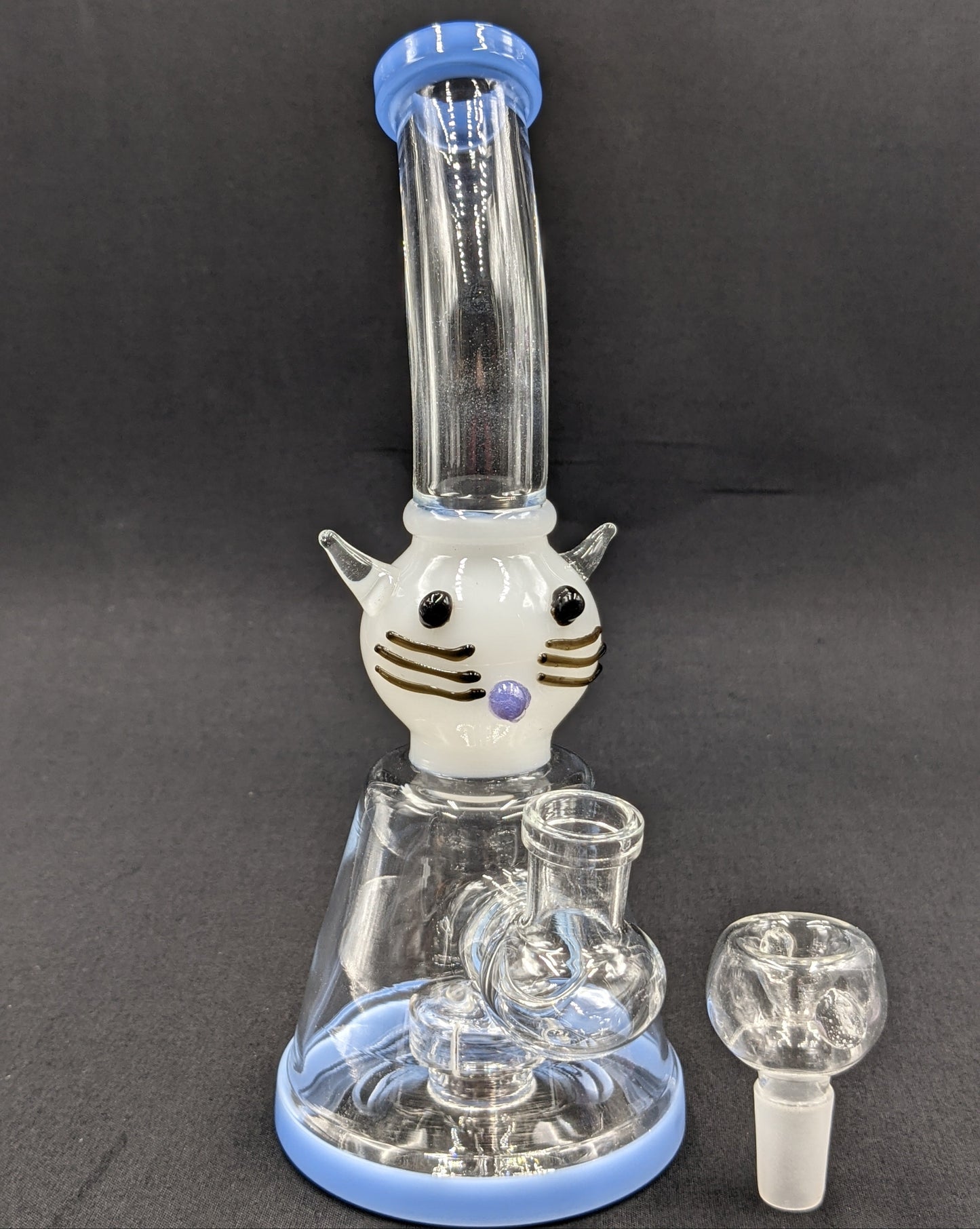 8.5" Glass Water Pipe Bong Bent Neck Wheel Percolator Kitty BL