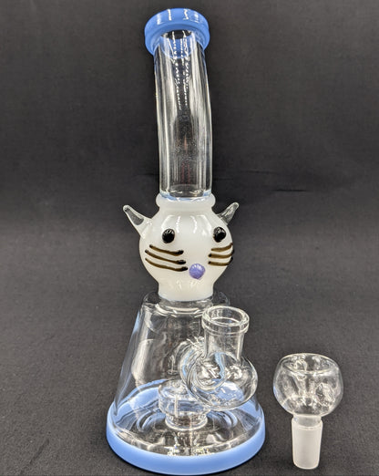 8.5" Glass Water Pipe Bong Bent Neck Wheel Percolator Kitty BL